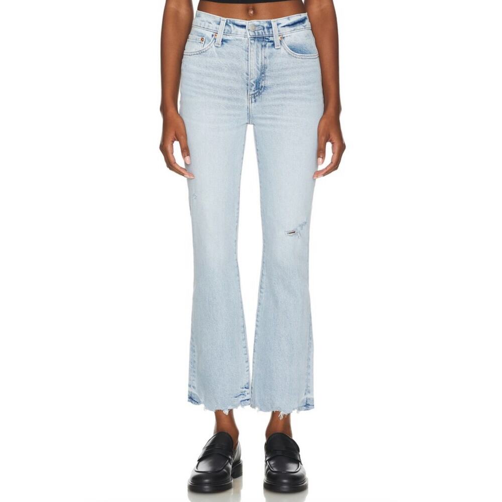 Pistola Lennon High Rise Boot Jean Raw Hem Light Wash Distressed Cropped 26